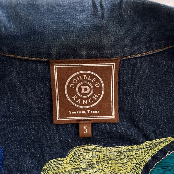 Double D Ranch Blue Jean Denim Jacket Embroidered Bedazzled - Picture 9 of 10